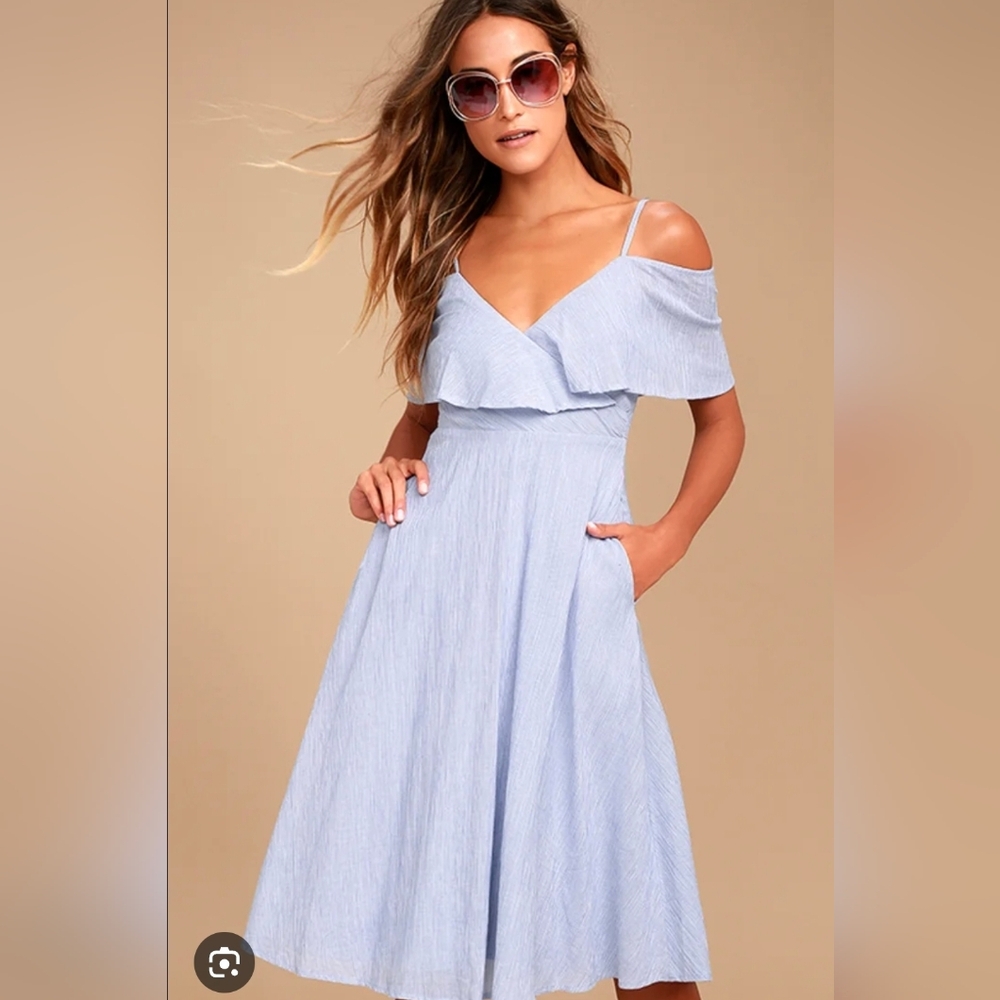 Lulu's Yacht Rock Off-the-shoulder Dress